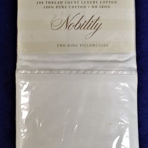 Nobility 2 King Size Pillowcases White NWOT